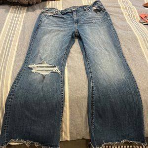 AE ripped super high waisted flare Jean